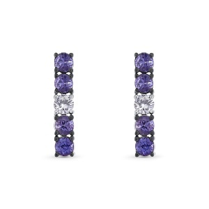 Cercei din aur de 14k cu tanzanite naturale de 0.77 ct și diamante naturale de 0.17 ct