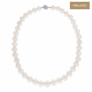 Colier din aur de 14k cu diamante naturale de 0.17 ct și perle de cultură South Sea