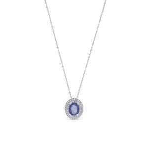 Colier din aur de 18k cu safir natural de 1.14 ct și diamante naturale de 0.18 ct