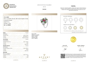 Certificat Gemologic Agl Inel din argint cu acvamarin natural, rubin natural, diopsid chrome natural și diamante naturale RI9036