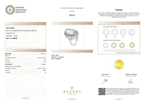 Certificat gemologic Agl Inel din argint cu acvamarin natural și diamante naturale RI8818