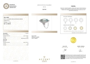 Certificat Gemologic Agl Inel din argint cu acvamarin natural și diamante naturale RI9749