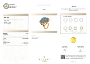 Certificat Gemologic Agl Inel din argint cu acvamarin natural și diamante naturale RI9771