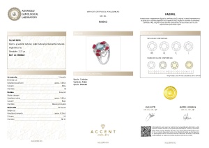 Certificat Gemologic Agl Inel din argint cu acvamrin natural, rubin natural și diamante naturale RI8843