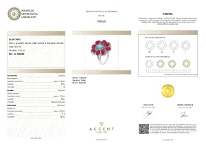 Certificat Gemologic Agl Inel din argint cu acvamrin natural, rubin natural și diamante naturale RI8829