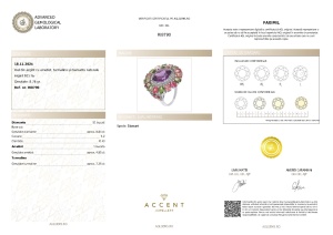 Certificat Gemologic Agl Inel din argint cu ametist, turmalină și diamante naturale RI8790