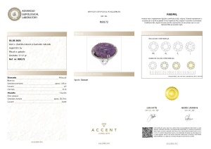 Certificat Gemologic Agl Inel din argint cu charoite și diamante naturale RI8172