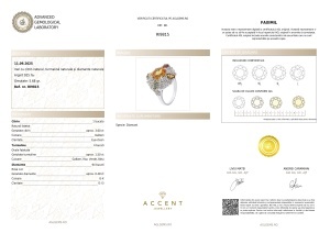 certificat AGL GEMS Inel cu citrin natural, turmalina naturala, diamante naturale, argint 925