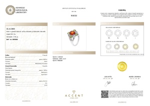 Certificat Gemologic Agl Inel din argint cu granat natural, safir natural și diamante naturale RI9050