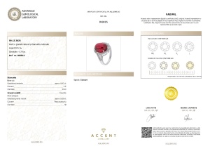 Certificat Gemologic Agl Inel din argint cu granat natural și diamante naturale RI8815