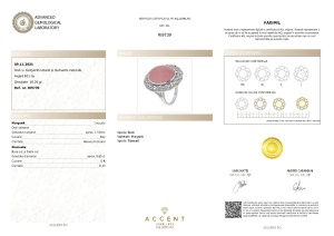 Certificat Gemologic Agl Inel din argint cu morganit natural și diamante naturale RI9739