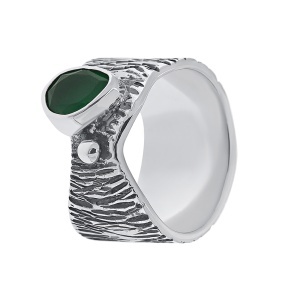 Inel din argint cu onix verde