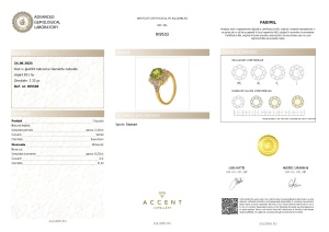 Certificat Gemologic Agl Inel din argint cu peridot natural și diamante naturale RI9503
