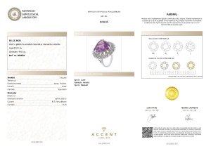 Certificat Gemologic Agl Inel din argint cu piatră de ametist naturală și diamante naturale RI9835