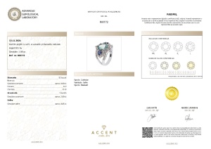 Certificat Gemologic Agl Inel din argint cu safir, acvamarin și diamante naturale RI8772