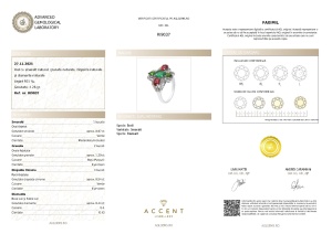 Certificat Gemologic Agl Inel din argint cu smarald natural, granat natural, diopsid chrome natural și diamante naturale RI9037