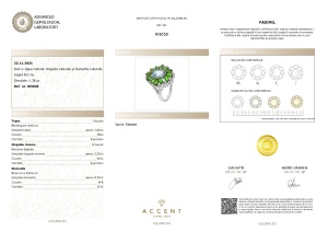 Certificat Gemologic Agl Inel din argint cu topaz natural, diopside chrome natural și diamante naturale RI9058