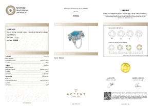 Certificat Gemologic Agl Inel din argint cu turcoaz natural, topaze naturale și diamante naturale RI9803