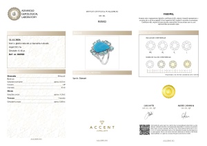 Certificat gemologic Agl Inel din argint cu turcoaz, zircon și diamante naturale RI8983