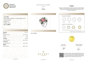Certificat gemologic Agl Inel din argint cu turmalină , acvamarin, diopsid crom și diamante naturale RI8991