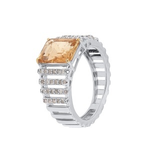 Inel din argint cu turmalină naturală și diamante naturale
