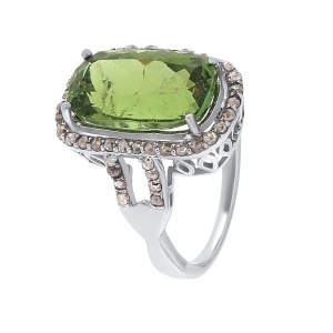 Inel din argint cu turmalină naturală și diamante naturale