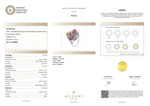 Certificat Gemologic Agl Inel din argint cu turmalină naturală, tanzanit natural, smarald natural și diamante naturale RI8823