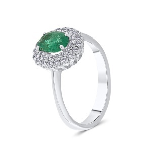 Inel din aur de 18k cu diamante naturale de 0.23 ct și smarald natural de 0.80 ct