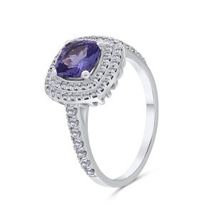 Inel din aur de 18k cu diamante naturale de 0.37 ct și tanzanit natural de 0.97 ct