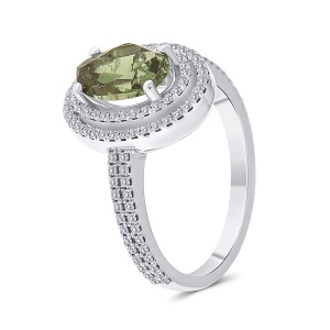 Inel din aur de 18k cu diamante naturale de 0.39 ct și alexandrit natural de 1.67 ct