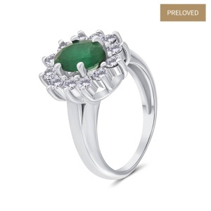 Inel din aur de 18k cu diamante naturale de 0.68 ct și smarald natural de 1.00 ct