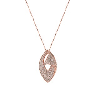 Lanț și pandantiv din argint cu CZ (Cubic Zirconia)