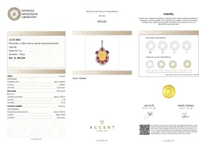 Certificat Gemologic Agl Pandantiv din argint cu citrin natural, granat natural și diamante naturale RP1120