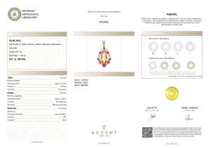 Certificat Gemologic Agl Pandantiv din argint cu citrin natural, rubine naturale și diamante naturale RP1050