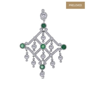 Pandantiv din aur de 18k cu smaralde naturale de 1.00 ct și diamante naturale de 1.96 ct