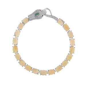 Brățară din argint cu opale și cubic zirconia