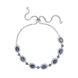 Brățară din argint cu safir și cubic zirconia