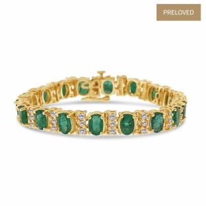 Brățară din aur de 14k cu diamante naturale de 1.24 ct și smaralde naturale de 8.00 ct