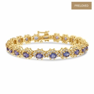 Bratara din aur de 14k cu tanzanite naturale de 8.10 ct și diamante naturale de 3.50 ct