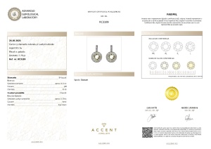 Certificat Gemologic Agl Cercei din argint cu diamante naturale și cuarț verde RC3189