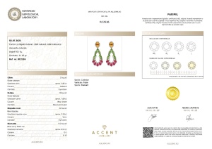 Certificat Gemologic Agl Cercei din argint cu diopsid natural, citrin natural, rubin natural și diamante naturale RC2536