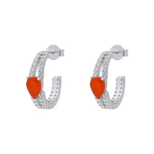 Cercei din argint cu opal și cubic zirconia