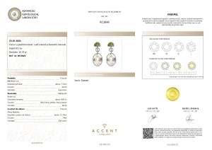 Certificat Gemologic Agl Cercei din argint cu peridot natural, cuarț natural și diamante naturale RC2649