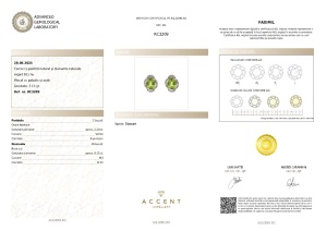 Certificat Gemologic Agl Cercei din argint cu peridot natural și diamante naturale RC3209