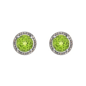 Cercei din argint cu peridot natural și diamante natural