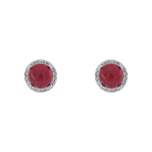 Cercei din argint cu rubin și cubic zirconia