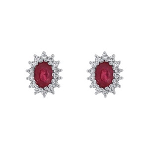 Cercei din argint cu rubine și cubic zirconia