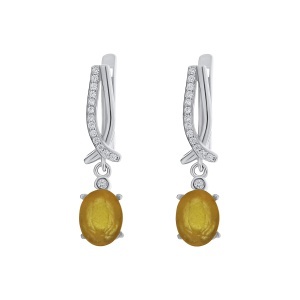 Cercei din argint cu safir și cubic zirconia