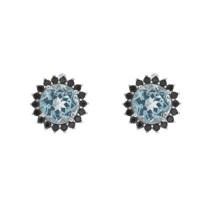Cercei din argint cu topaz bleu și spinel