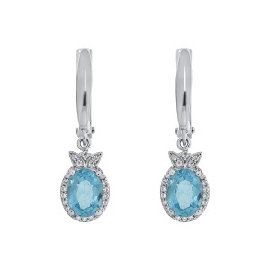 Cercei din argint cu topaz și cubic zirconia